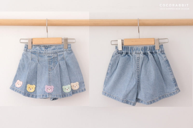 Coco Rabbit - Korean Children Fashion - #littlefashionista - Bear Denim Wrinkle Skirt - 12