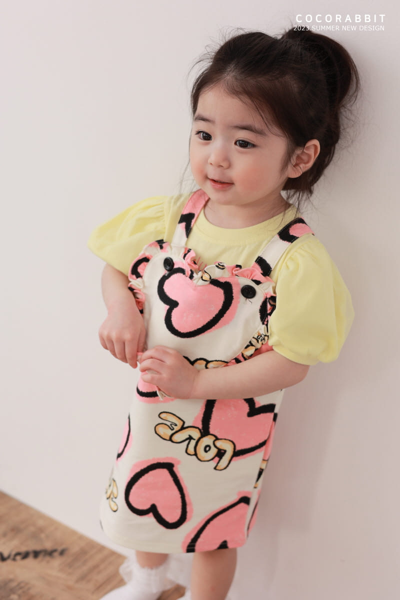 Coco Rabbit - Korean Children Fashion - #Kfashion4kids - Heart Dungarees One-piece - 4