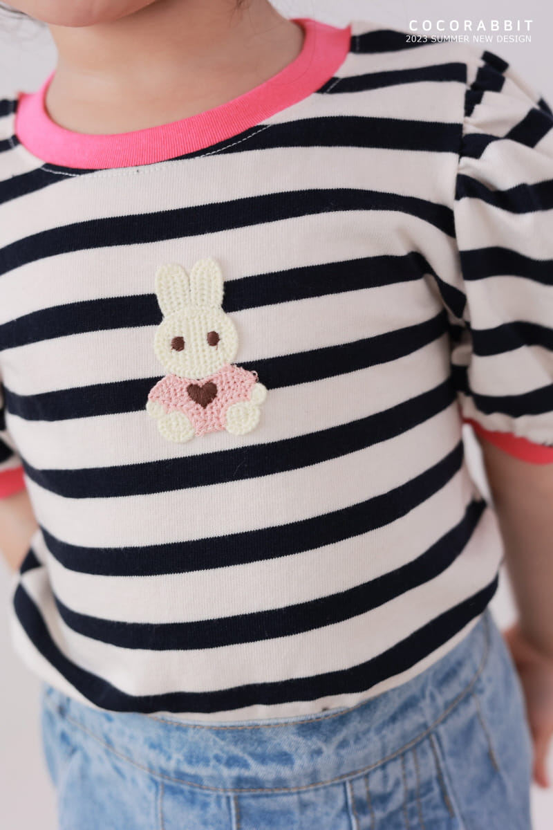 Coco Rabbit - Korean Children Fashion - #todddlerfashion - Rabbit Stripes Puff Tee
