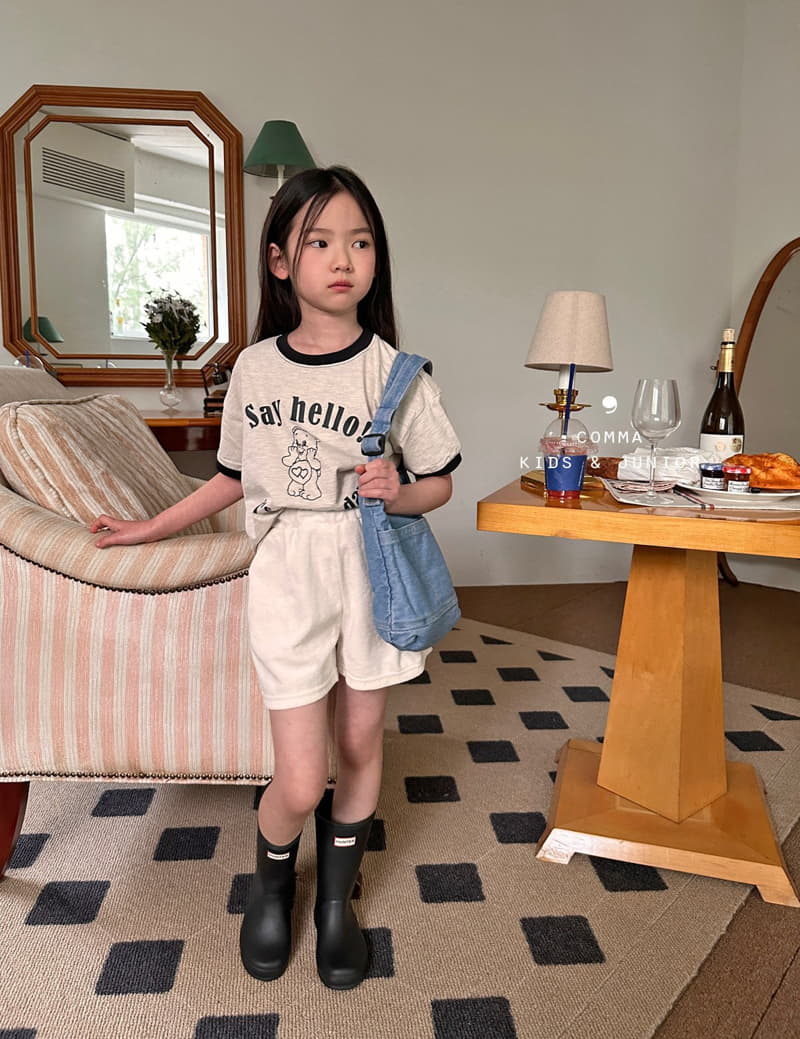 Comma - Korean Children Fashion - #kidsshorts - Say Hello Tee - 3