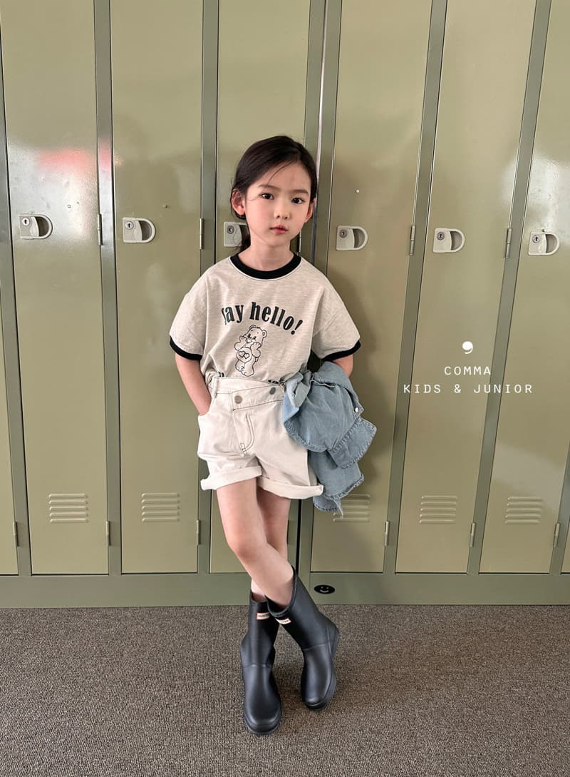 Comma - Korean Children Fashion - #kidsshorts - Say Hello Tee - 4