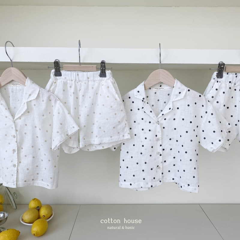 Cotton House - Korean Children Fashion - #discoveringself - Cool Dot Top Bottom Set - 2