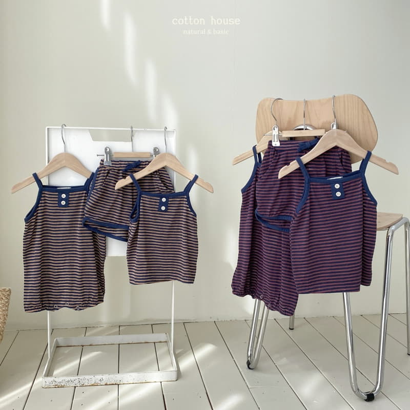 Cotton House - Korean Children Fashion - #littlefashionista - Stripes Sleeveless Bodysuit - 5