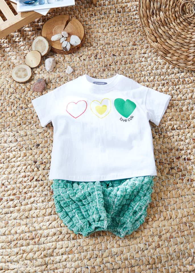 Creamcok - Korean Children Fashion - #stylishchildhood - Heart Pompom Top Bottom Set - 7