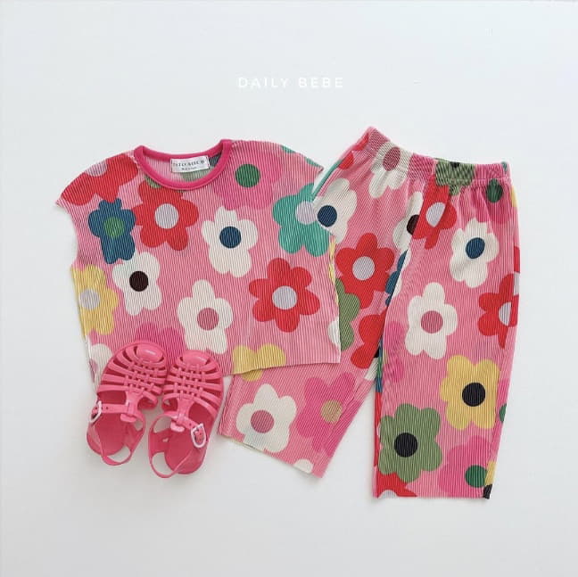 Daily Bebe - Korean Children Fashion - #childofig - Pattern Pleats Top Bottomn Set - 6