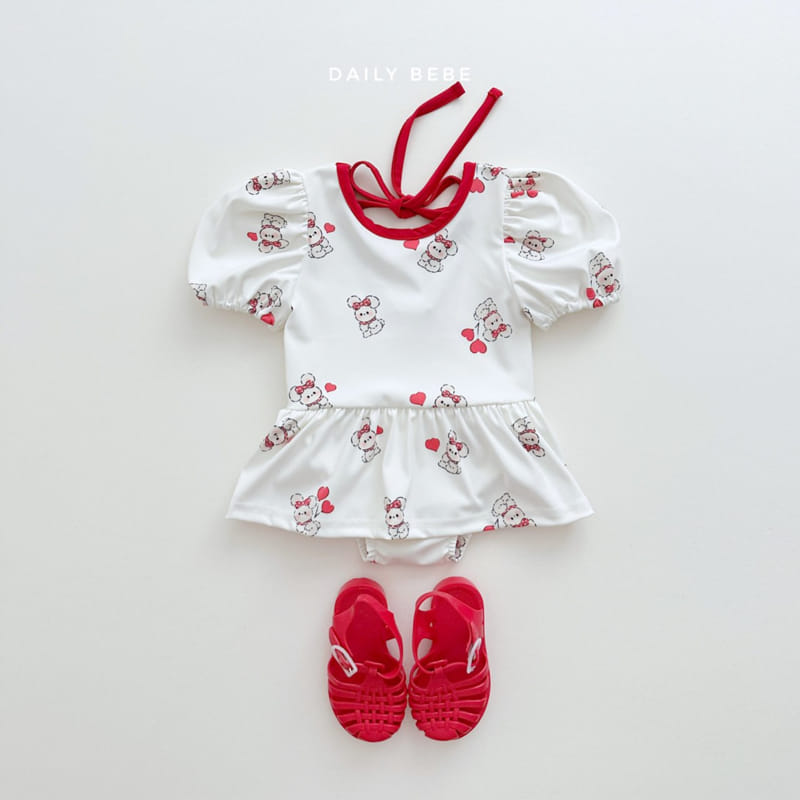 Daily Bebe - Korean Children Fashion - #kidsshorts - Puff One-piece Swimwear - 4