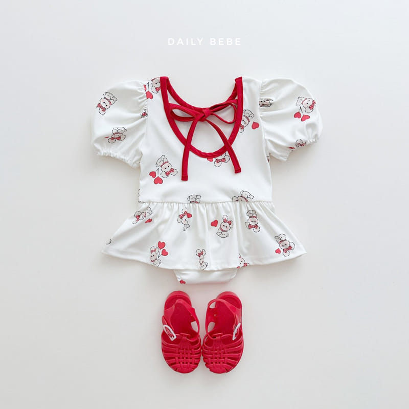 Daily Bebe - Korean Children Fashion - #kidzfashiontrend - Puff One-piece Swimwear - 5