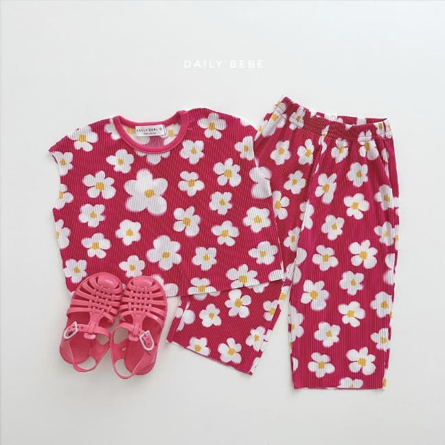 Daily Bebe - Korean Children Fashion - #magicofchildhood - Pattern Pleats Top Bottomn Set - 3