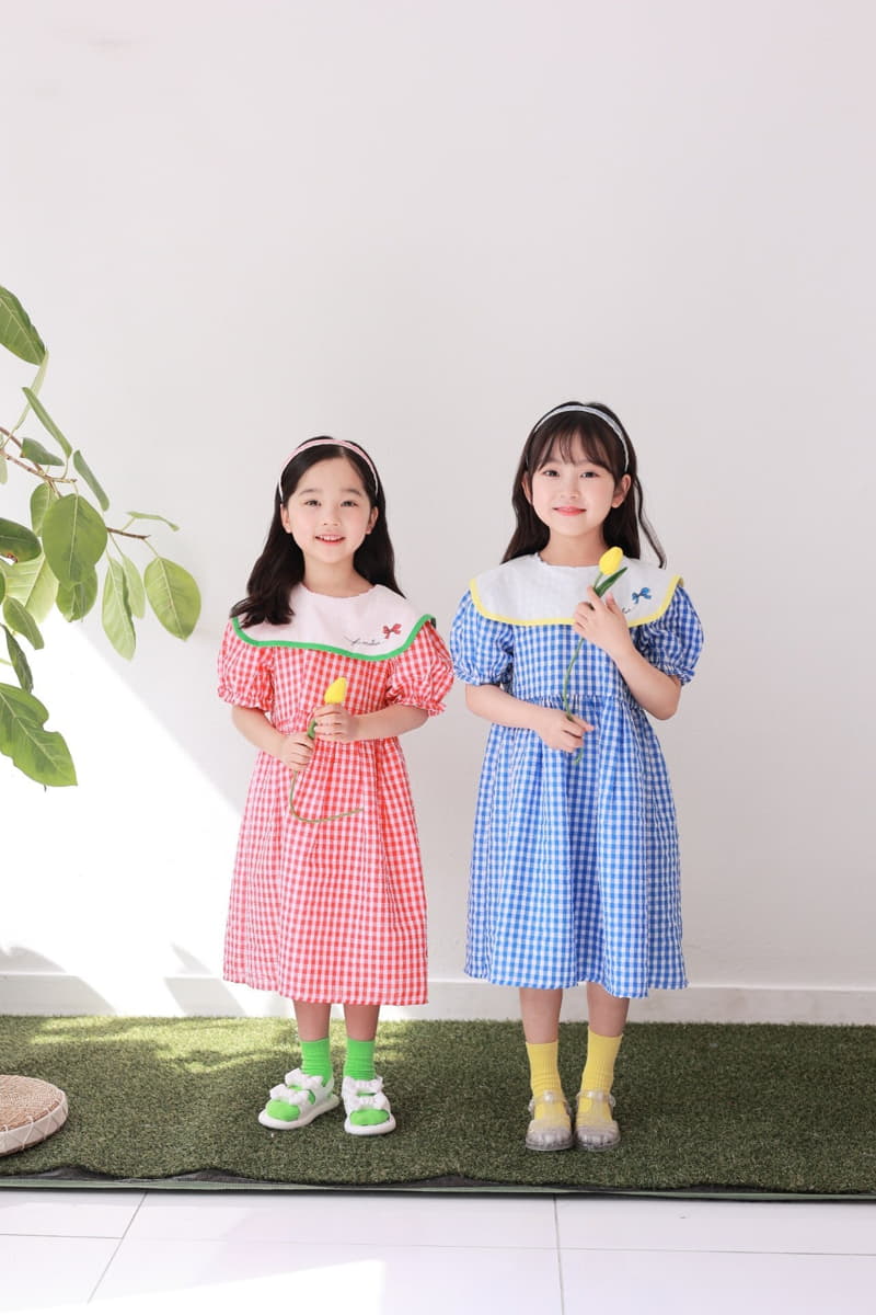 Dalla - Korean Children Fashion - #childofig - Ribbon Check One-piece - 4
