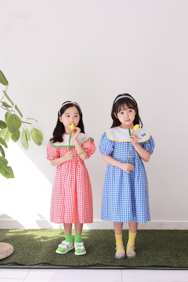 Dalla - Korean Children Fashion - #toddlerclothing - Ribbon Check One-piece