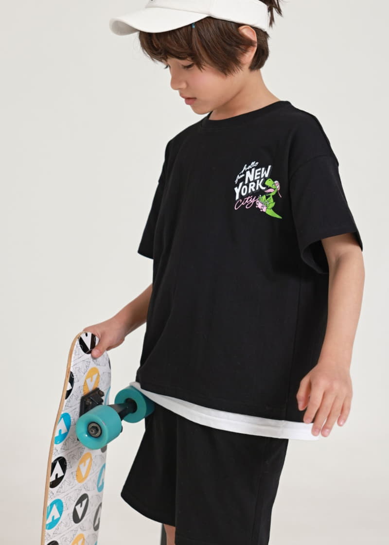 Fashion King - Korean Children Fashion - #fashionkids - Dino Board Layered Top Bottom Set - 2
