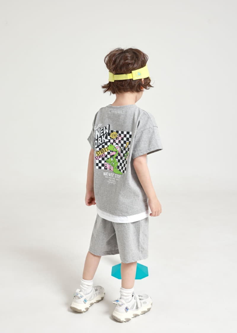 Fashion King - Korean Children Fashion - #kidsshorts - Dino Board Layered Top Bottom Set - 4