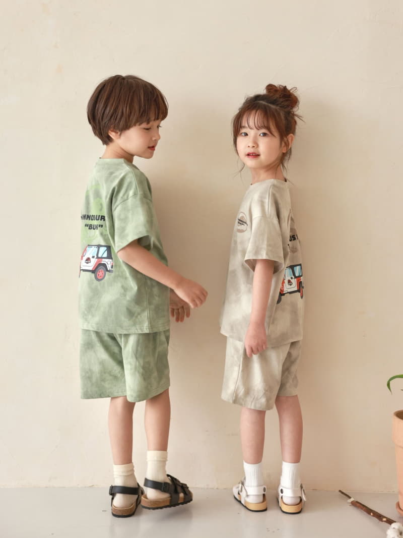 Fashion King - Korean Children Fashion - #stylishchildhood - Jurassic Water Paint Top Bottom Set - 3