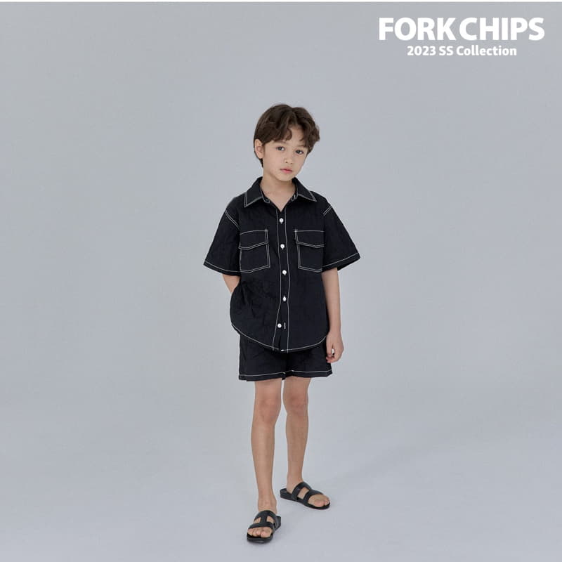 Fork Chips - Korean Children Fashion - #Kfashion4kids - Rinkle Half Pants - 12