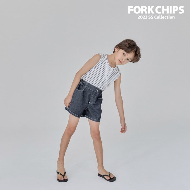 Fork Chips - Korean Children Fashion - #Kfashion4kids - More Denim Shorts - 11