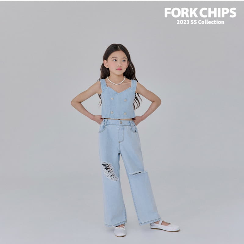 Fork Chips - Korean Children Fashion - #childofig - Lilly Denim Crop Top - 6
