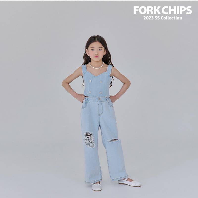 Fork Chips - Korean Children Fashion - #designkidswear - Lilly Denim Crop Top - 9