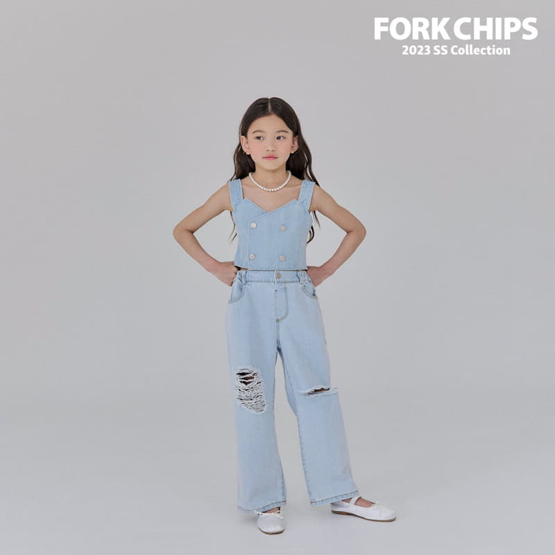 Fork Chips - Korean Children Fashion - #designkidswear - Damage Slit Jeans - 7