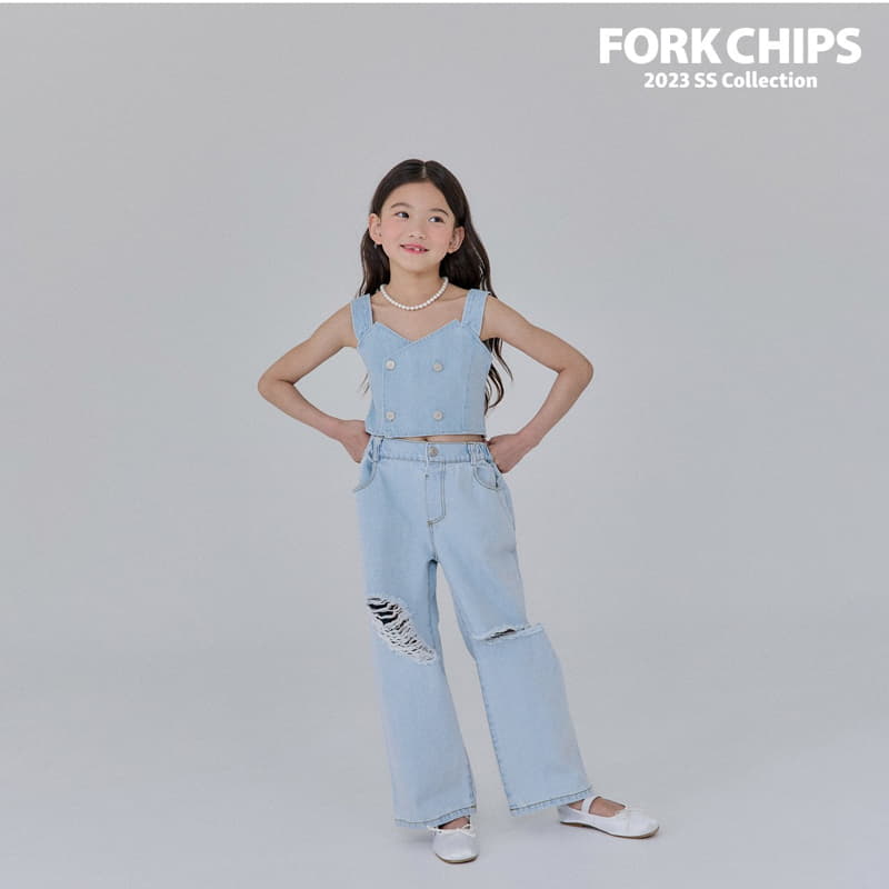 Fork Chips - Korean Children Fashion - #discoveringself - Lilly Denim Crop Top - 10