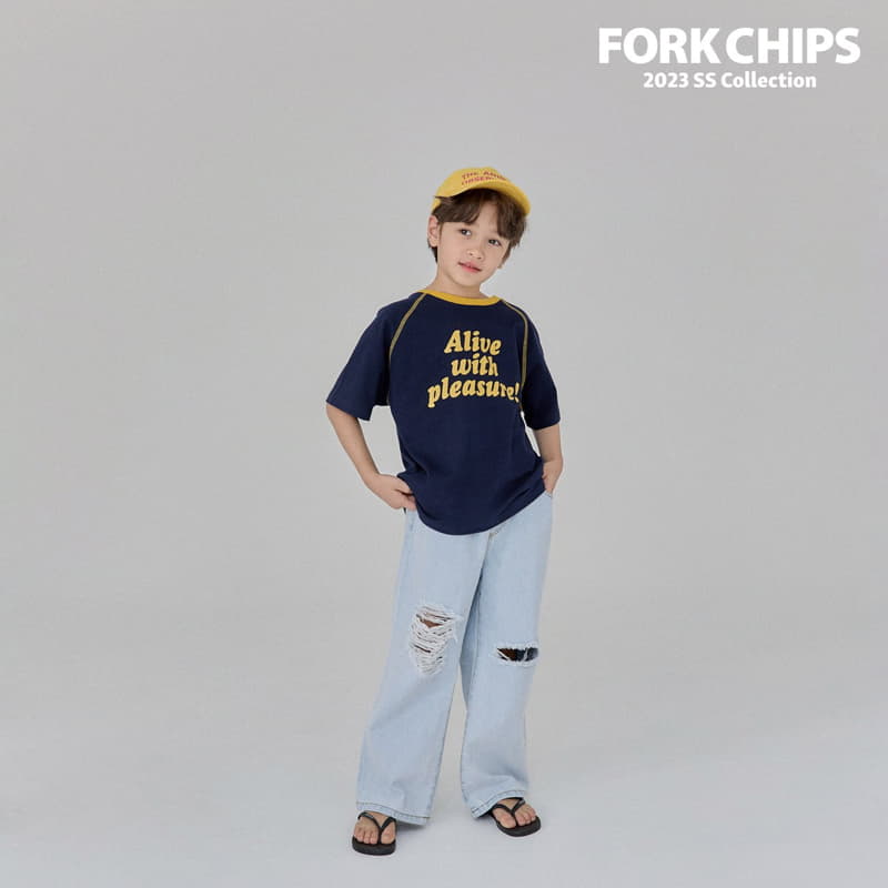 Fork Chips - Korean Children Fashion - #discoveringself - Damage Slit Jeans - 8