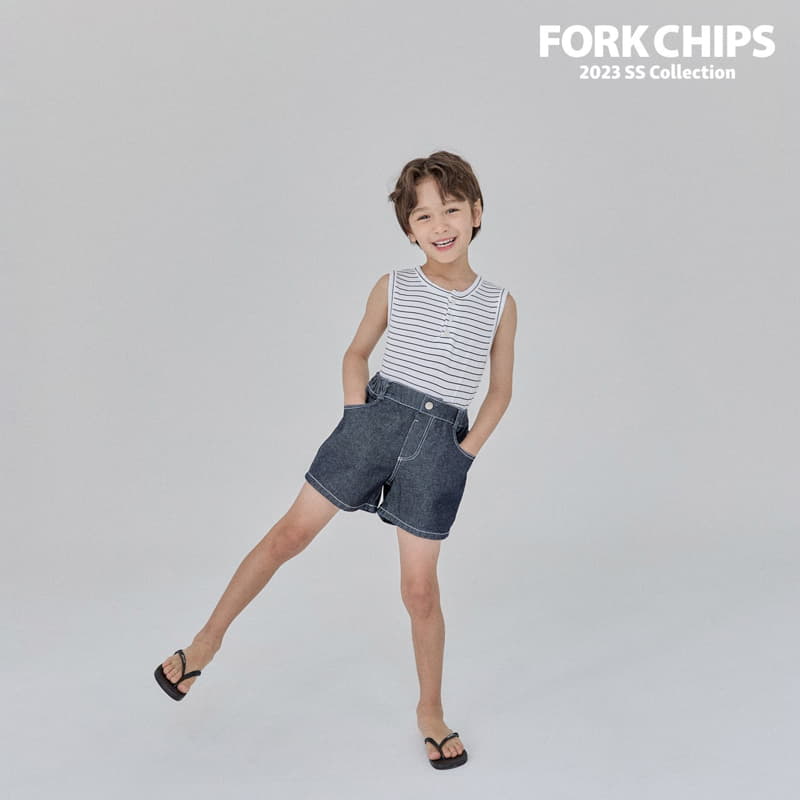 Fork Chips - Korean Children Fashion - #discoveringself - More Denim Shorts - 6