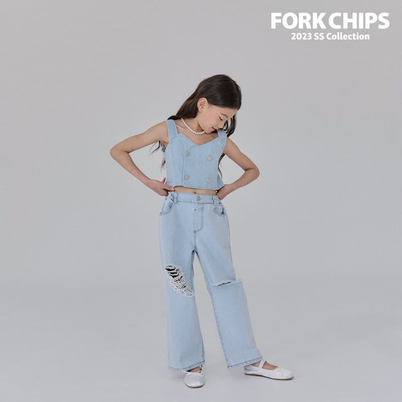 Fork Chips - Korean Children Fashion - #fashionkids - Damage Slit Jeans - 9