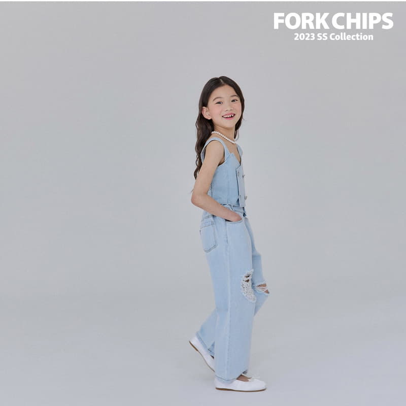 Fork Chips - Korean Children Fashion - #kidsshorts - Lilly Denim Crop Top - 12