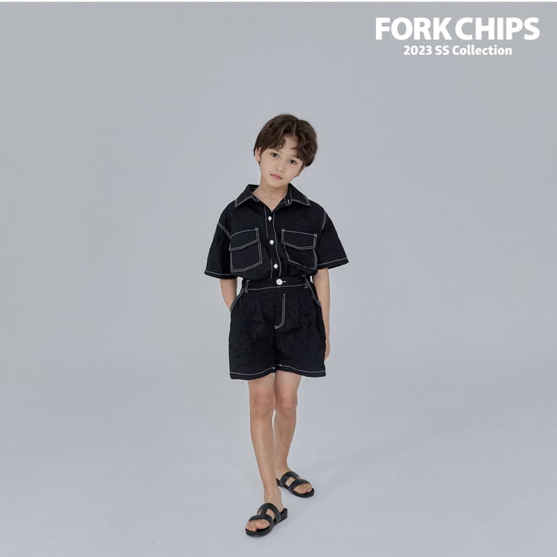 Fork Chips - Korean Children Fashion - #kidsshorts - Rinkle Stitch Shirt - 10