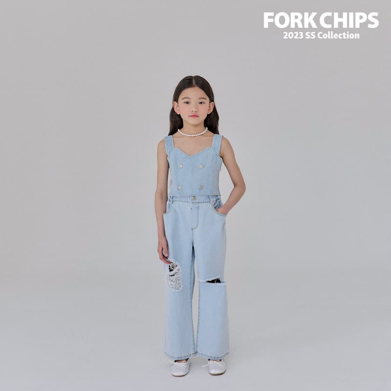 Fork Chips - Korean Children Fashion - #kidsshorts - Damage Slit Jeans - 10