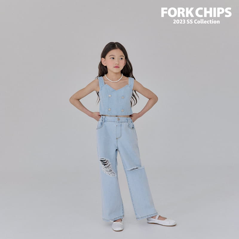 Fork Chips - Korean Children Fashion - #kidsstore - Damage Slit Jeans - 11
