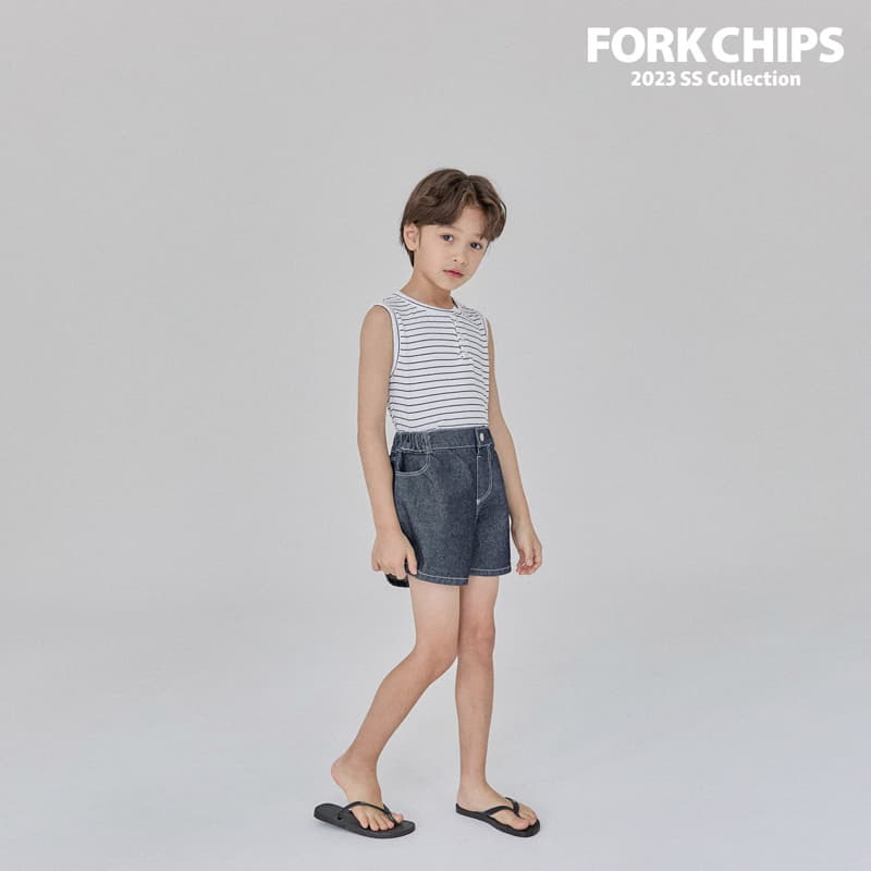 Fork Chips - Korean Children Fashion - #kidsstore - More Denim Shorts - 9
