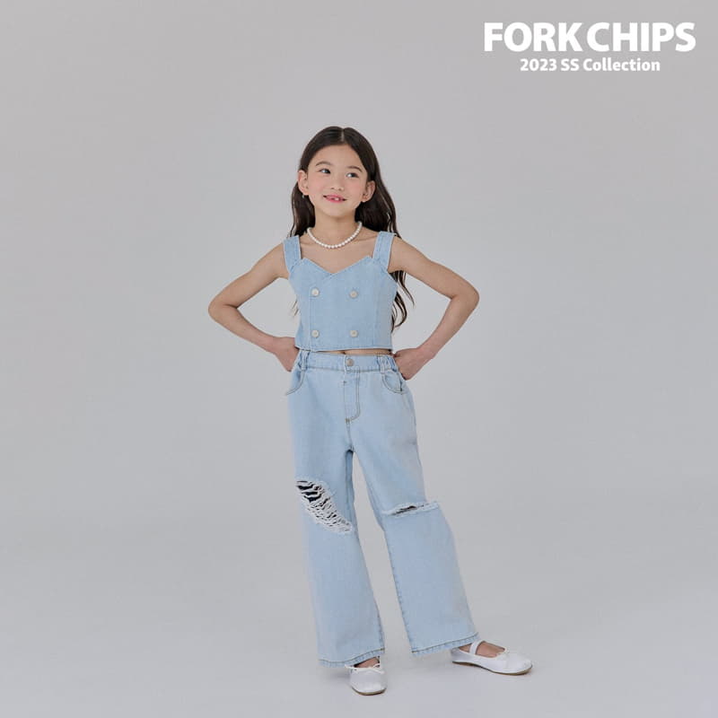 Fork Chips - Korean Children Fashion - #kidzfashiontrend - Damage Slit Jeans - 12
