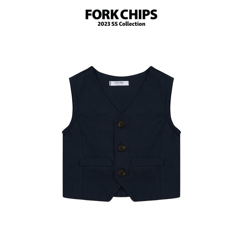 Fork Chips - Korean Children Fashion - #littlefashionista - Live Linen Vest