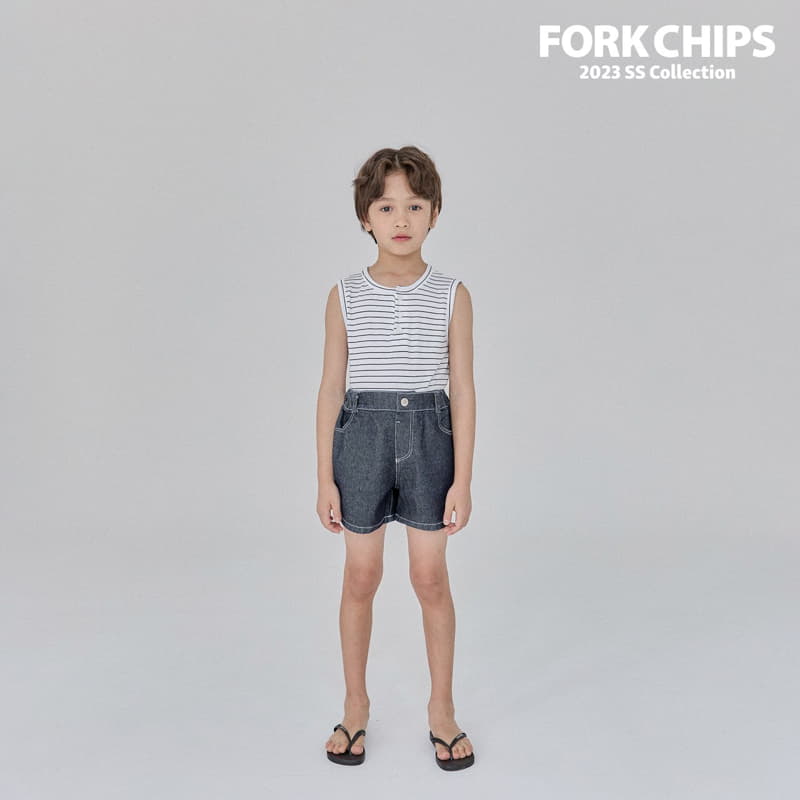 Fork Chips - Korean Children Fashion - #littlefashionista - More Denim Shorts - 12