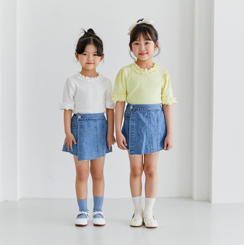 Ggomare - Korean Children Fashion - #fashionkids - Frill Round Tee - 11
