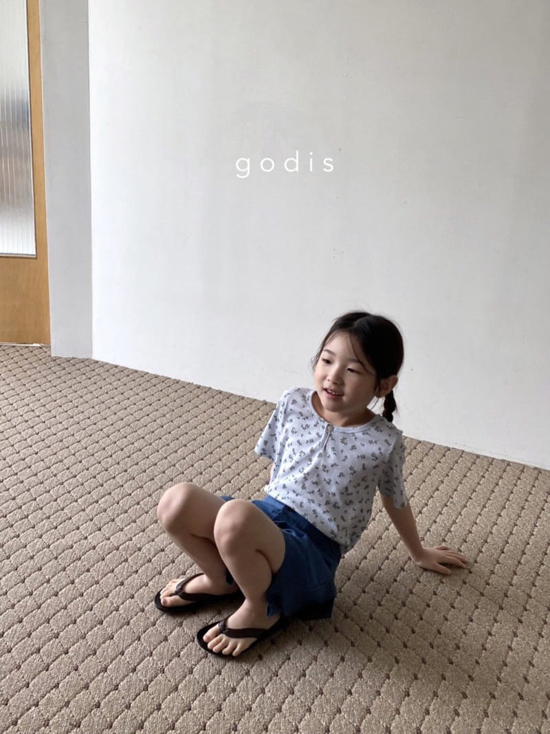 Godis - Korean Children Fashion - #fashionkids - Flower Button Tee