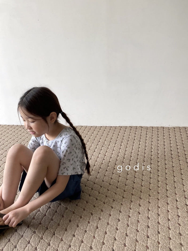 Godis - Korean Children Fashion - #kidsshorts - Flower Button Tee - 2