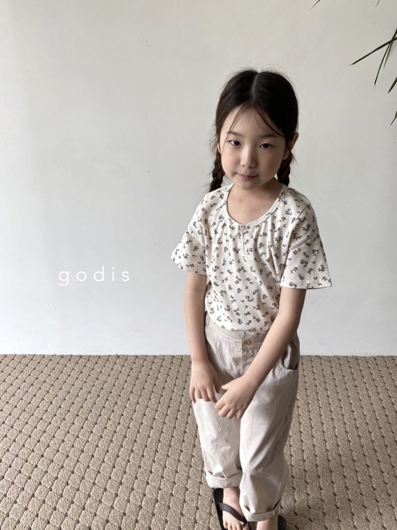Godis - Korean Children Fashion - #stylishchildhood - Flower Button Tee - 12