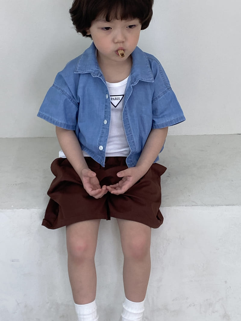 Green Tomato - Korean Children Fashion - #childofig - Crop Denim Shirt
