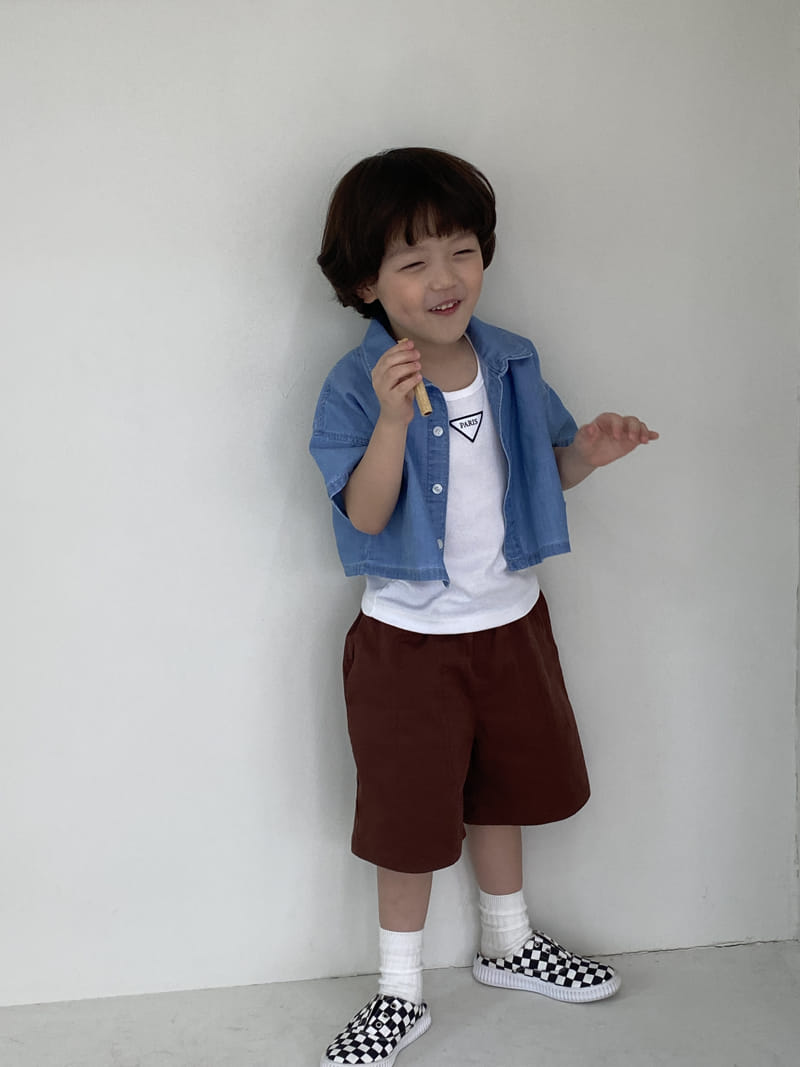 Green Tomato - Korean Children Fashion - #childrensboutique - Crop Denim Shirt - 2