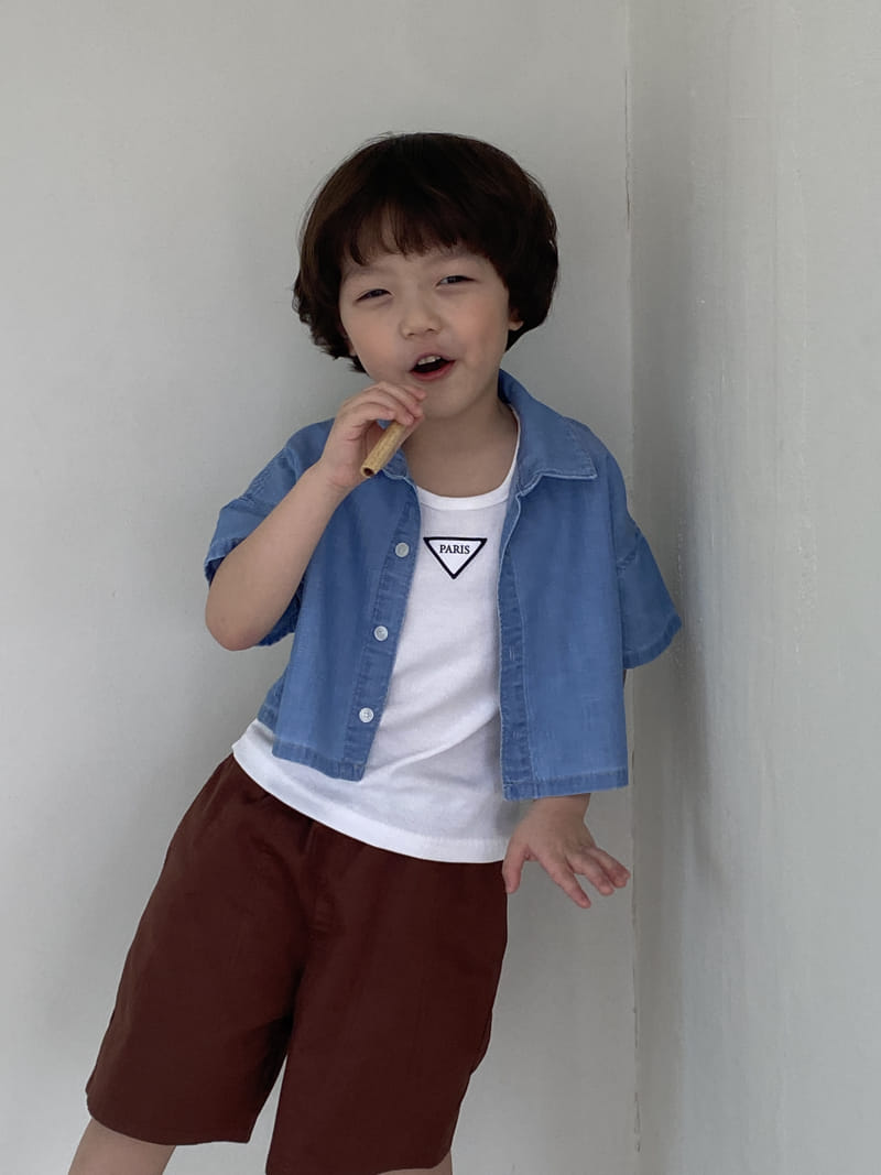 Green Tomato - Korean Children Fashion - #designkidswear - Crop Denim Shirt - 4
