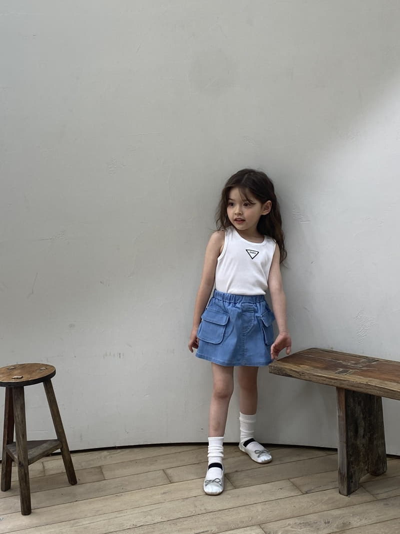 Green Tomato - Korean Children Fashion - #fashionkids - Pocket Denim Skirt - 5