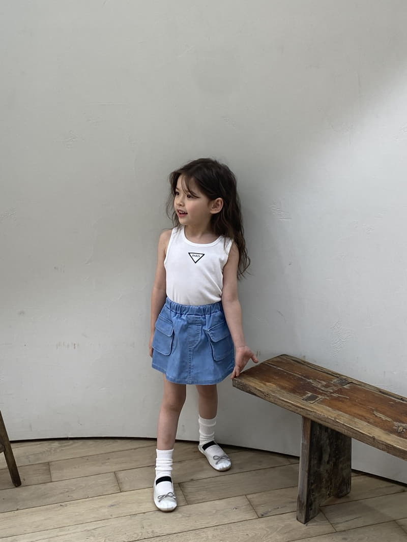 Green Tomato - Korean Children Fashion - #kidsshorts - Pocket Denim Skirt - 6