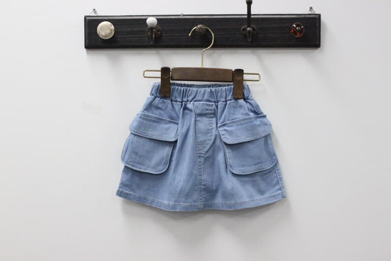 Green Tomato - Korean Children Fashion - #kidzfashiontrend - Pocket Denim Skirt - 8