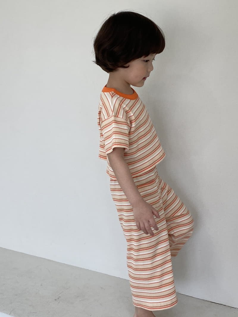 Green Tomato - Korean Children Fashion - #kidzfashiontrend - Rin Stripes Crop Top Bottom Set - 6