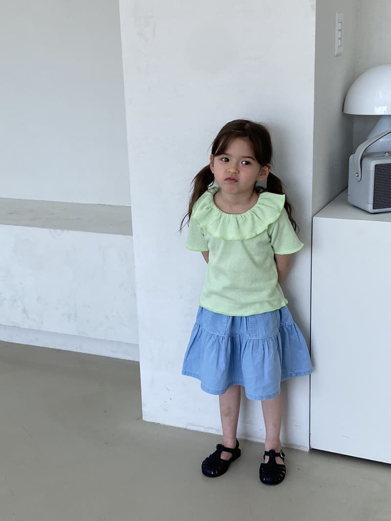 Green Tomato - Korean Children Fashion - #littlefashionista - Wrinkle Denim Skirt - 9