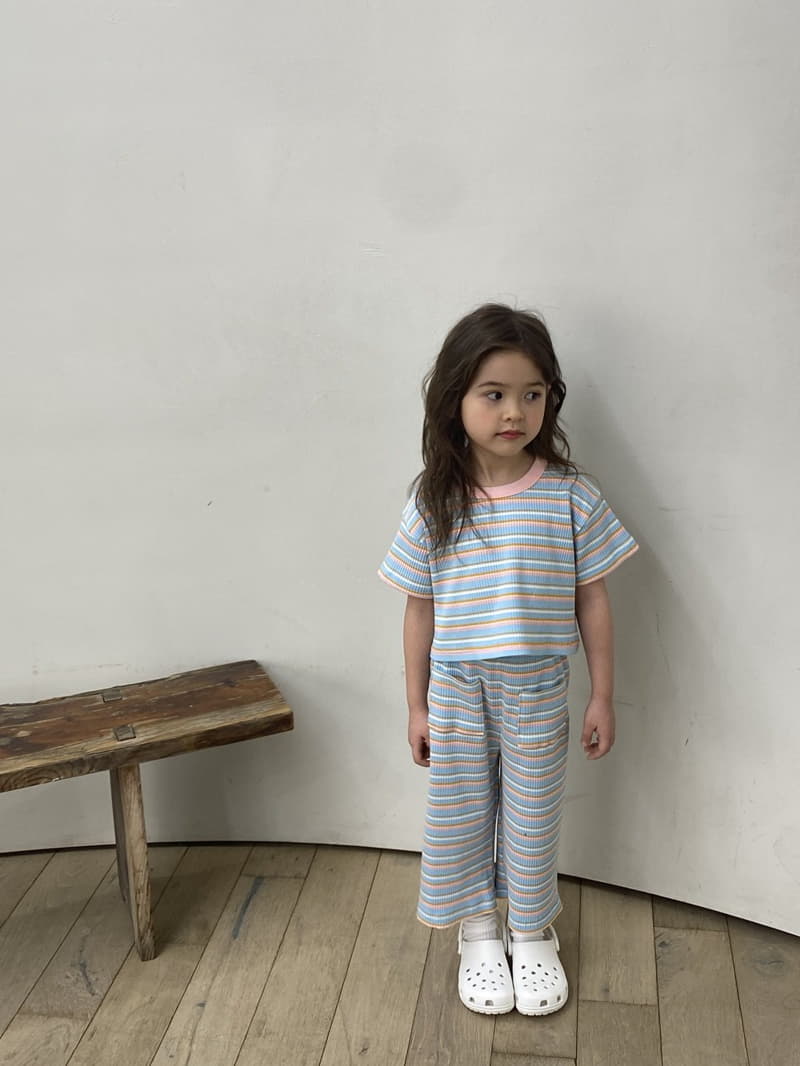 Green Tomato - Korean Children Fashion - #magicofchildhood - Rin Stripes Crop Top Bottom Set - 9