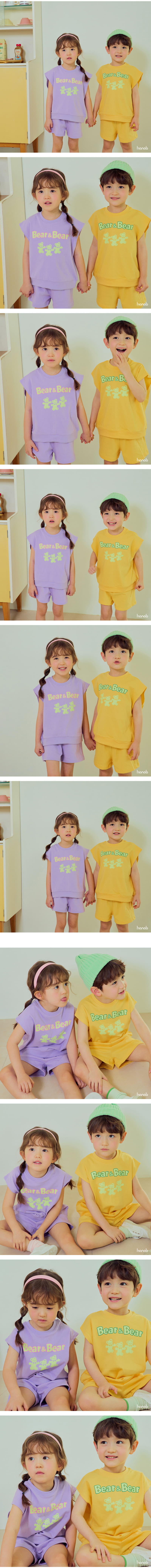 Hanab - Korean Children Fashion - #Kfashion4kids - Duble Bear Top Bottom Set - 2
