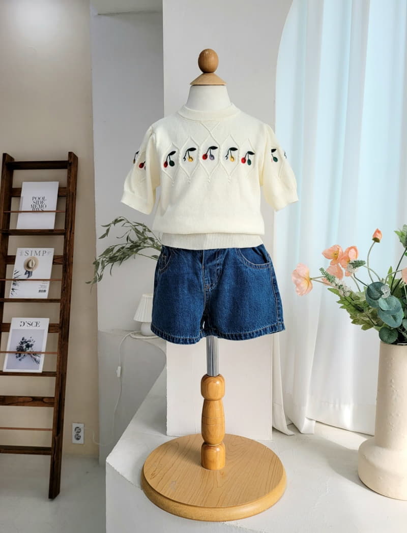 Hanacoco - Korean Children Fashion - #kidzfashiontrend - Mini Cherry Knit Tee - 4
