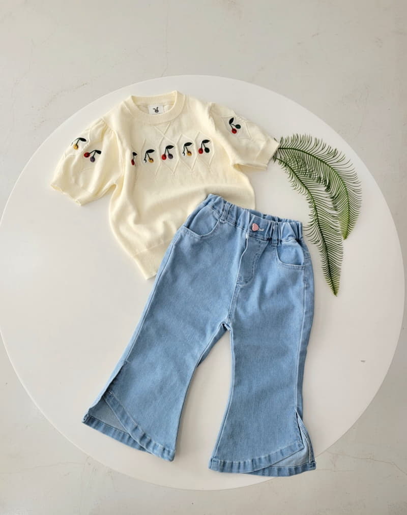 Hanacoco - Korean Children Fashion - #kidsshorts - Mini Cherry Knit Tee
